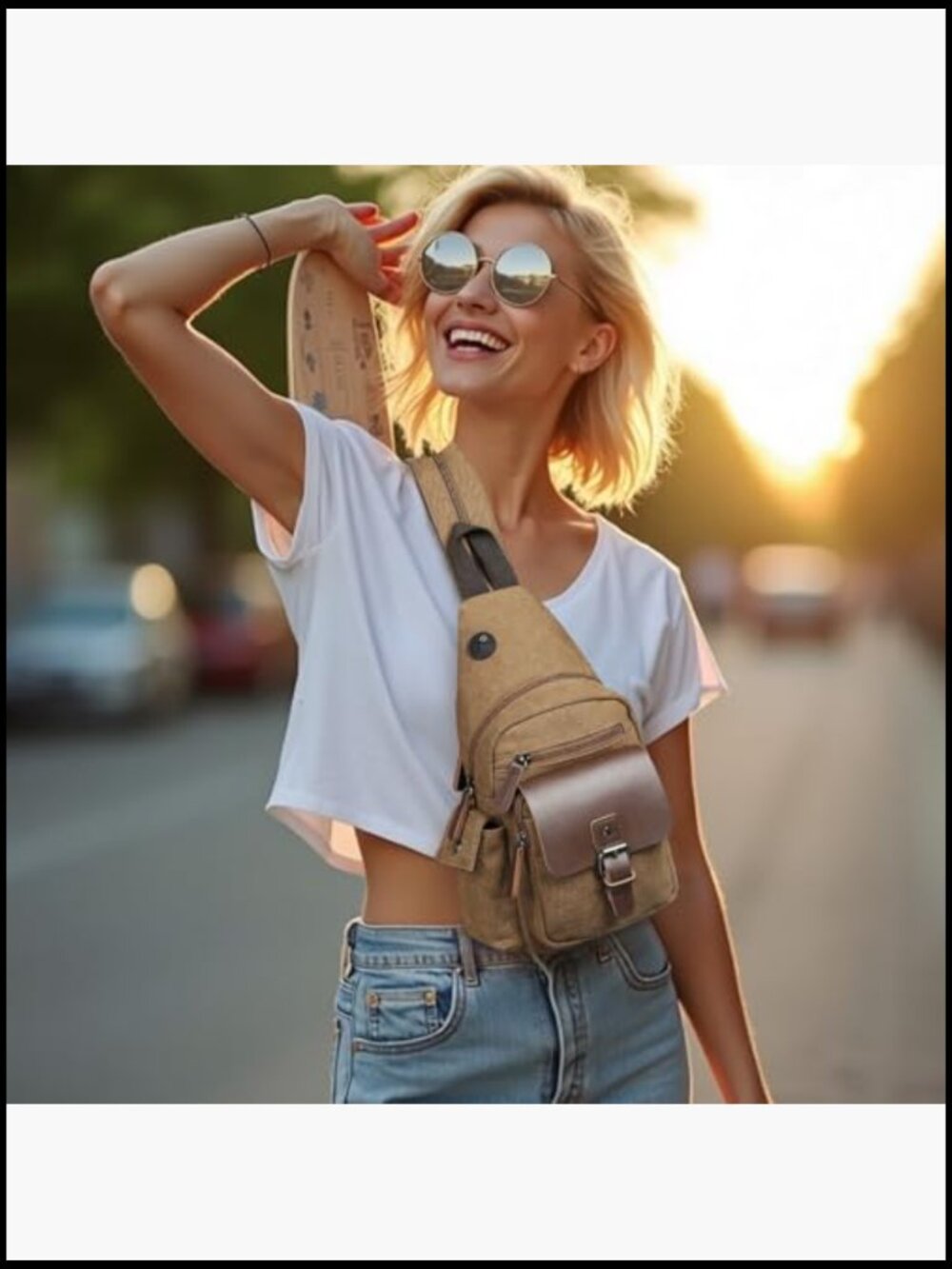 Canvas Convertible Sling Backpack Crossbody Chest Bag Vintage Travel Daypack - Picture 7 of 7